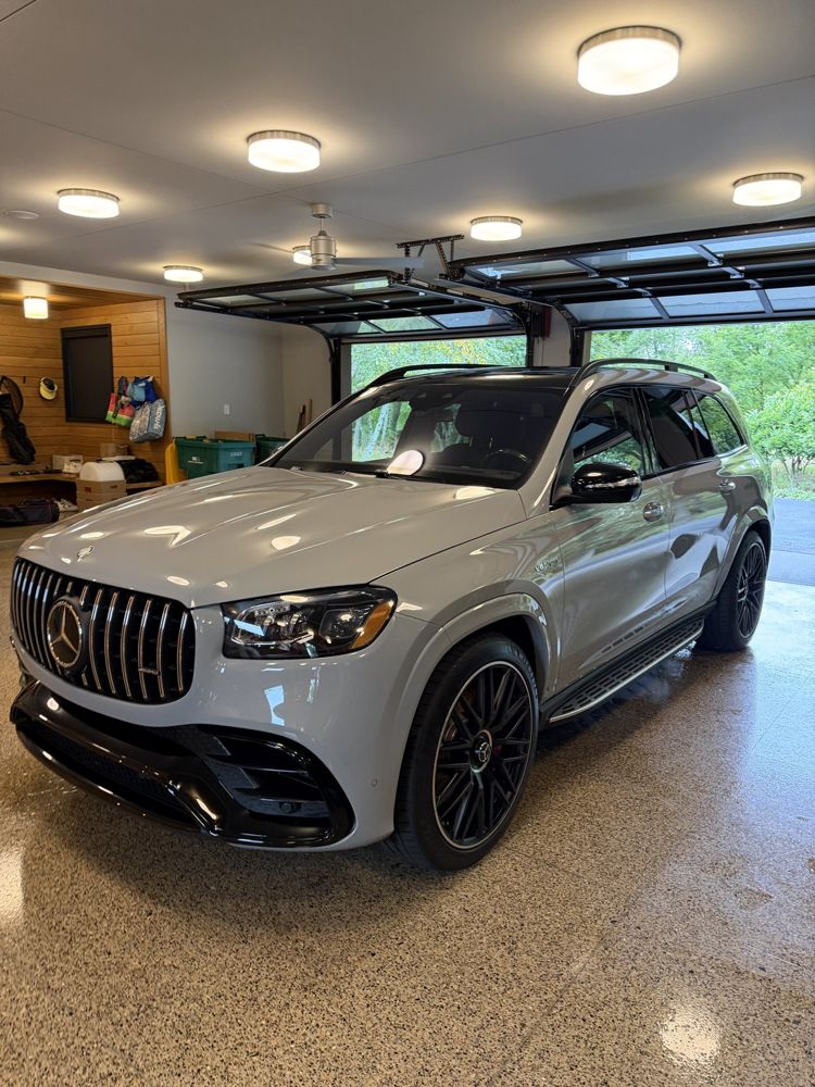 Mercedes GLS detailed in a home garage